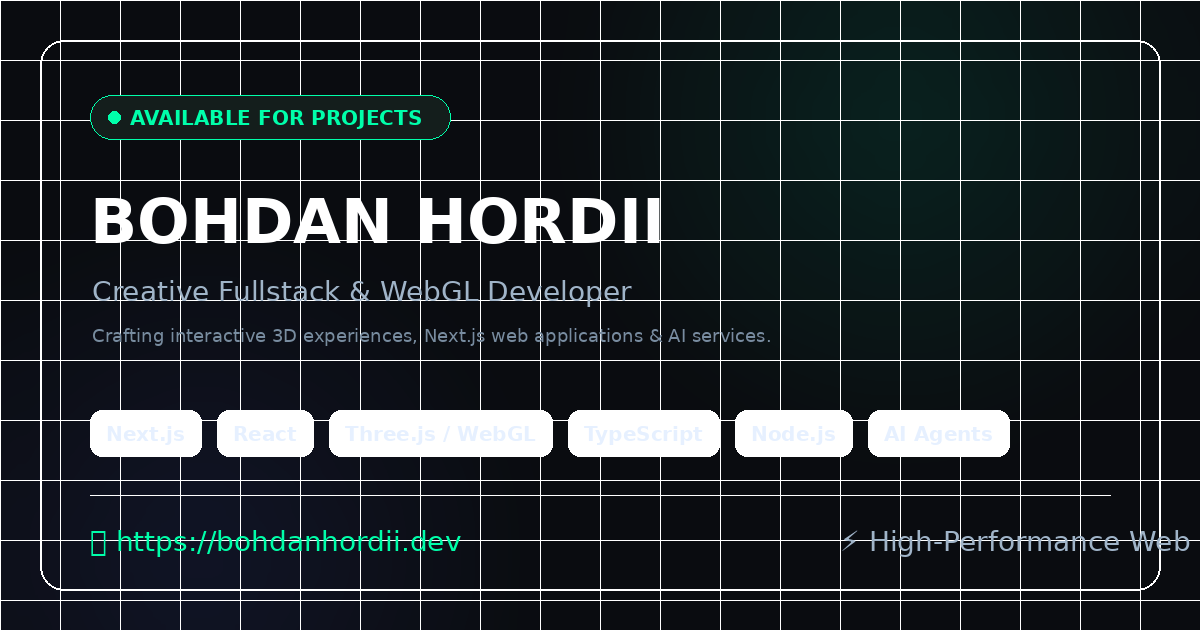 Bohdan Hordii — Creative Fullstack & WebGL Developer